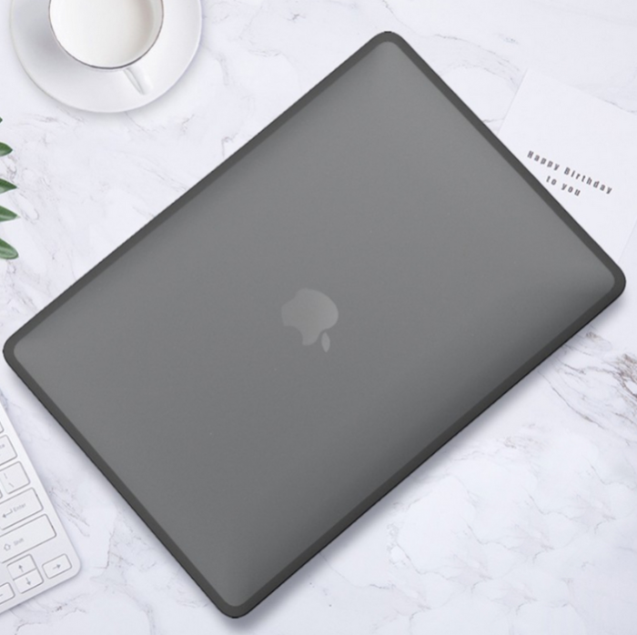 Пластикова накладка з силіконовим бампером для Macbook Air (M1 | A1932 | A2337) (Черный прозрачный + Черный бампер)