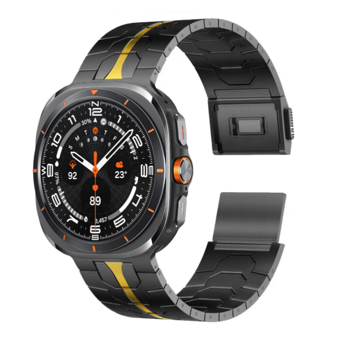 Металевий ремінець для Samsung Galaxy Watch 7 Ultra 47mm з магнітною застібкою (Чорний+Золото)