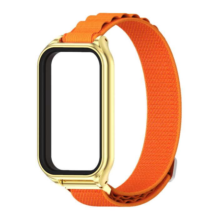  Тканевий ремінець з металевою рамкою для Mi Band 9 Active / Redmi Band 3 (Orange)
