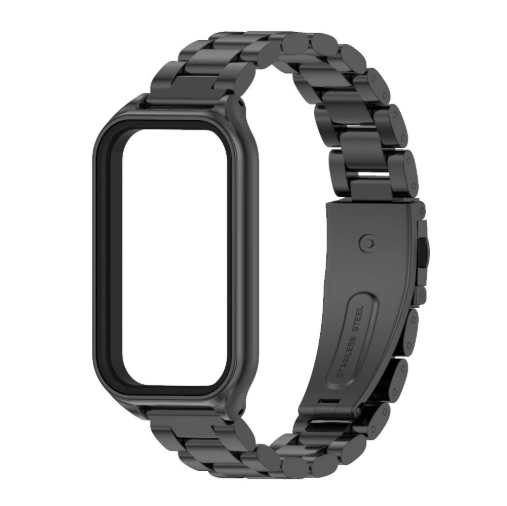 Металевий ремінець з корпусом для Redmi Band 3 / Mi Band 9 Active (чорний)