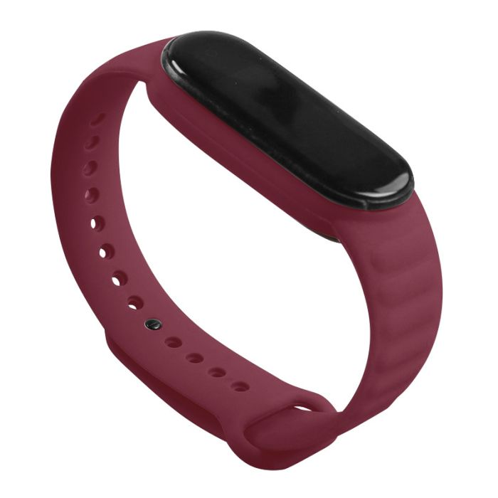 Силиконовый ремешок класический Ripple для Mi Band 3 | 4, Темно-Синий (Винный)