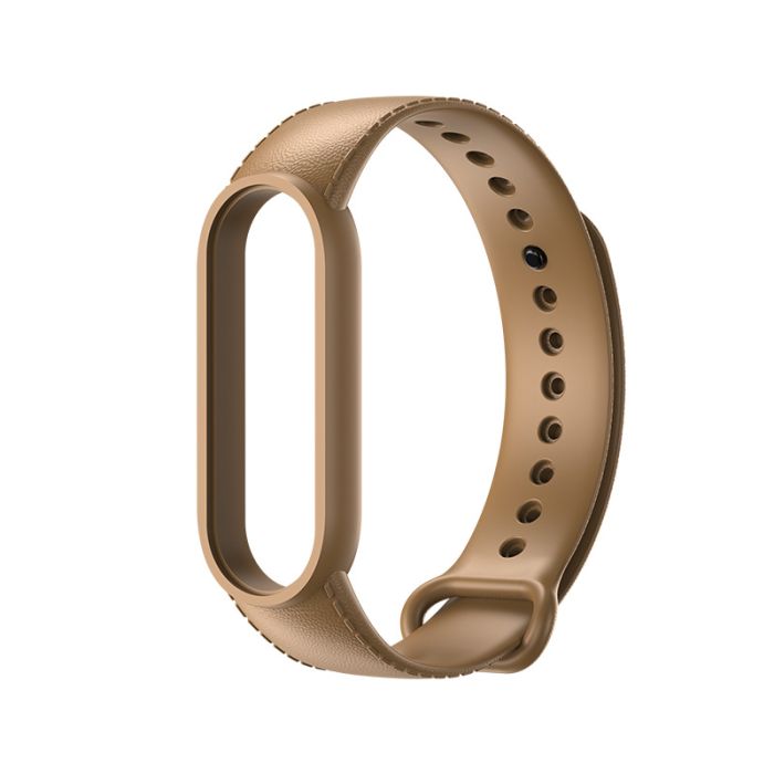 Силиконовый ремешок с имитацией кожи для Mi Band 3 | 4, Салатовый (Коричневий)