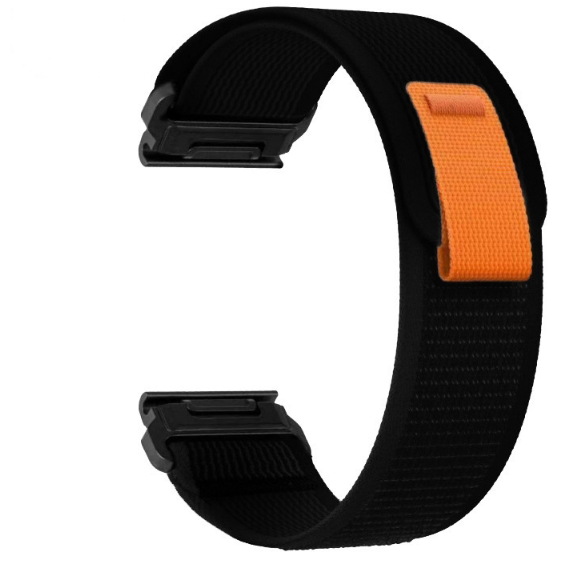 Спортивний нейлоновий ремінець Garmin QuickFit 26 мм для Fenix / Enduro / Tactix (текстиль, липучка) (чорний)