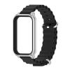 Силіконовий ремінець Ocean з алюмінієвою рамкою для Mi Band 9 Active / Redmi Band 3 (Чорний+срібло)