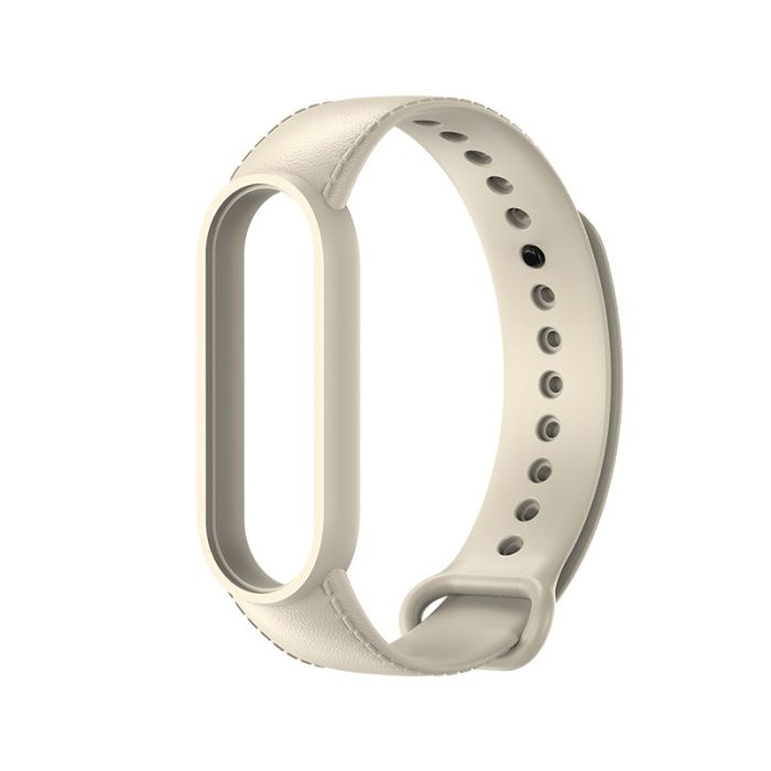 Силиконовый ремешок с имитацией кожи для Mi Band 3 | 4, Салатовый (Античный Белый)