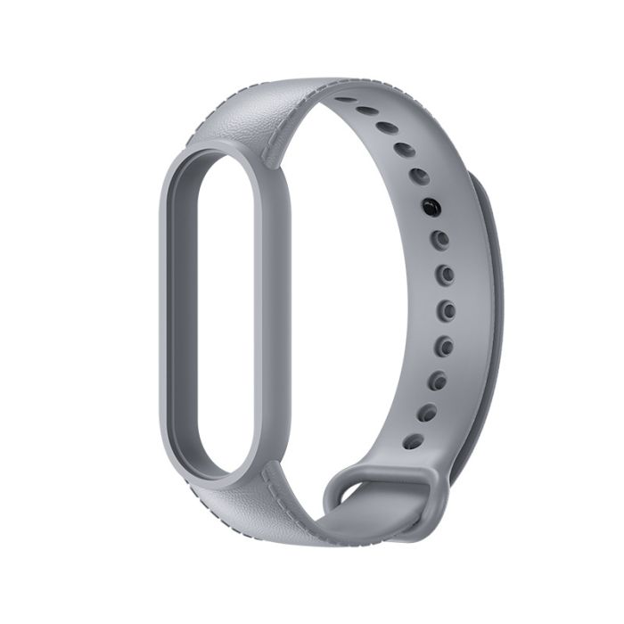 Силиконовый ремешок с имитацией кожи для Mi Band 3 | 4, Салатовый (Сірий)