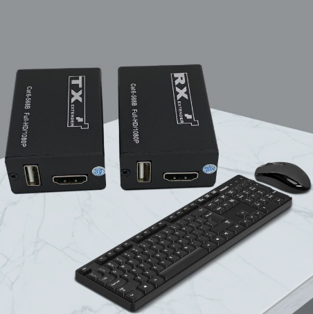HDMI Extender TX/RX з KVM через CAT6 до 30 м, Full HD 1080P, без живлення
