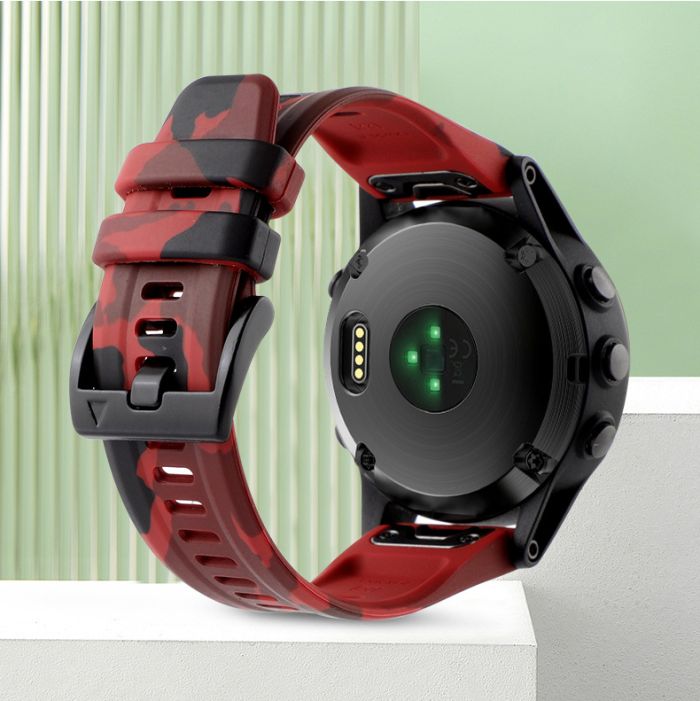 Силіконовий ремінець для Garmin Fenix 7X / 6X / 5X (26 мм) (Камуфляж червоний)