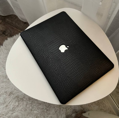 Чохол накладка на MacBook air 13 M1 ( 1932/2337 ) ШКІРЯНИЙ (Чорний глянець)