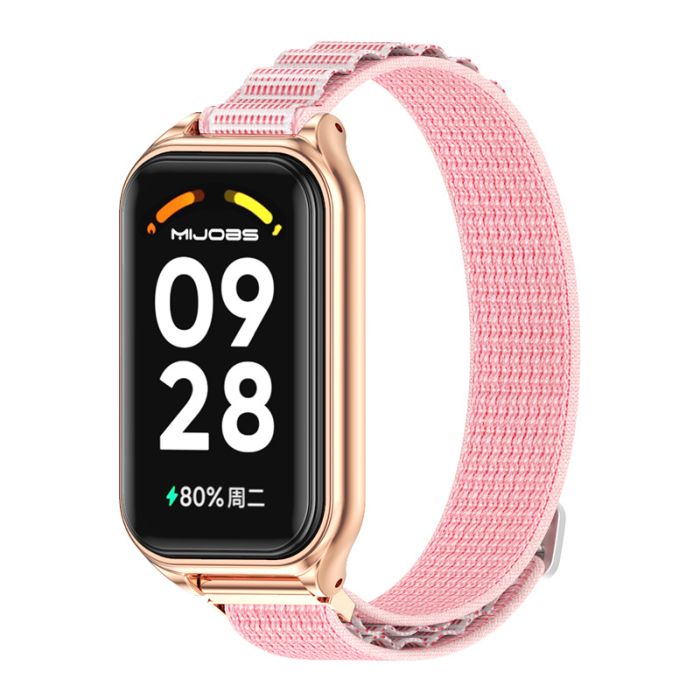  Тканевий ремінець з металевою рамкою для Mi Band 9 Active / Redmi Band 3 (Pink)