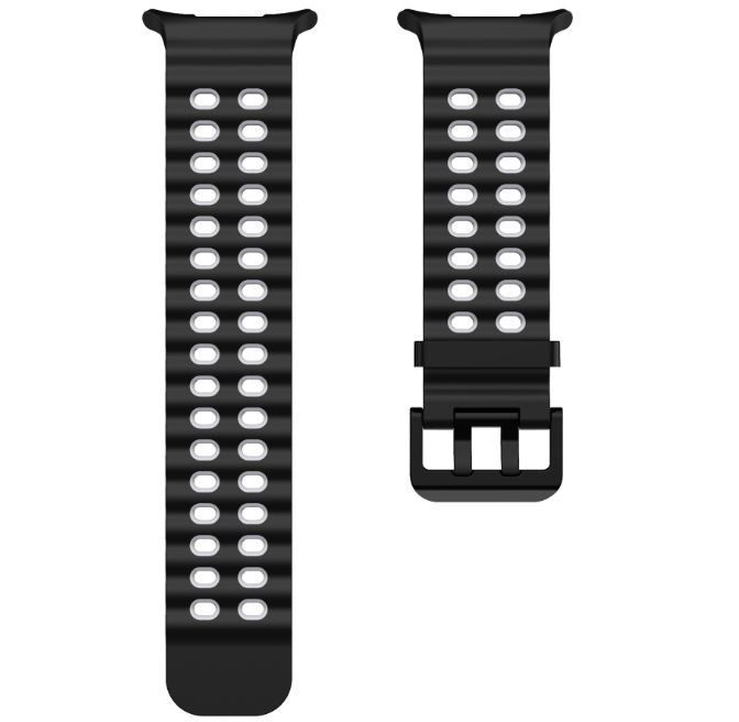 Двоколірний силіконовий ремінець для Samsung Watch Ultra 47 мм (чорний+сірий)