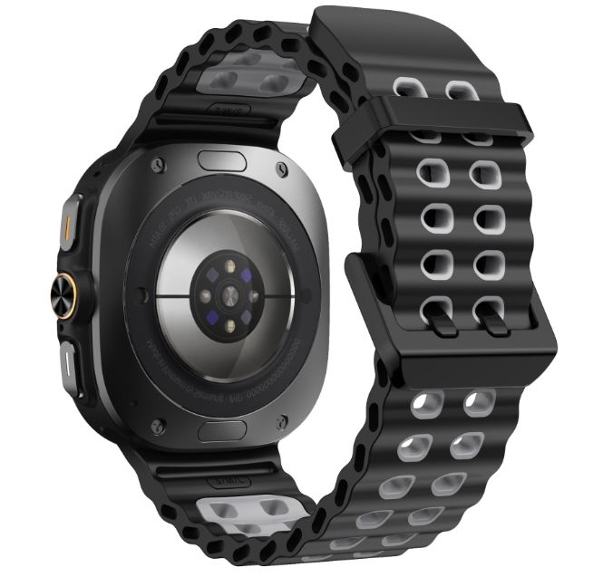 Двоколірний силіконовий ремінець для Samsung Watch Ultra 47 мм (чорний+сірий)