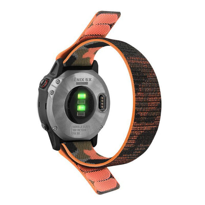Нейлоновий ремінець на липучці для Garmin Fenix 7/7X/6X/5X/6/5 22ММ.  (Помаранчево-коричневий камуфляж)