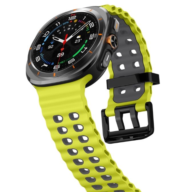 Двоколірний силіконовий ремінець для Samsung Watch Ultra 47 мм (лайм)