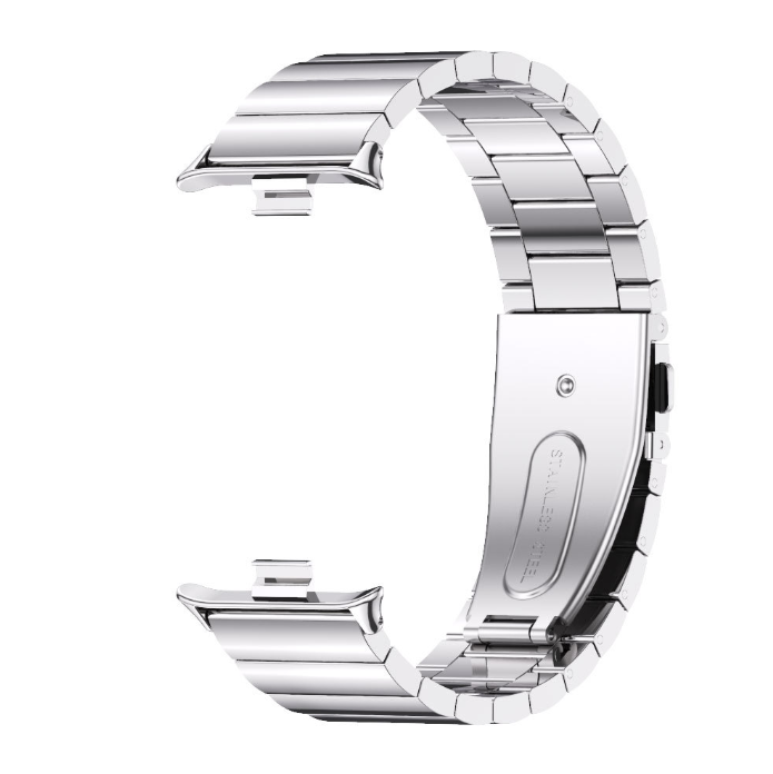 Металевий браслет для Mi Band 8/9 Pro, Redmi Watch 4/5 – нержавіюча сталь (Срібний з плоскими лініями)