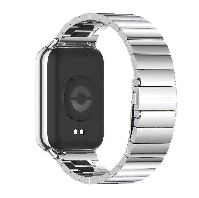 Металевий браслет для Mi Band 8/9 Pro, Redmi Watch 4/5 – нержавіюча сталь (Срібний з плоскими лініями)