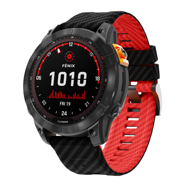 Силіконовий ремінець з карбоновим візерунком 26 мм для Garmin Fenix / Enduro / Tactix (Red)