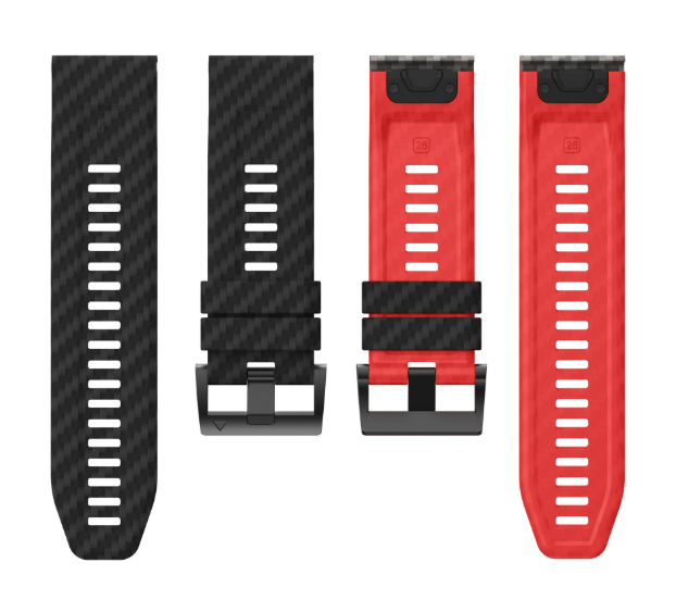 Силіконовий ремінець з карбоновим візерунком 26 мм для Garmin Fenix / Enduro / Tactix (Red)