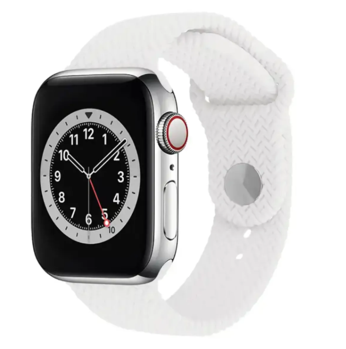 Силіконовий ремінець Braid для Apple Watch 42 / 44 / 45 / 49 AAA+ AAA+, Зелений (Білий)