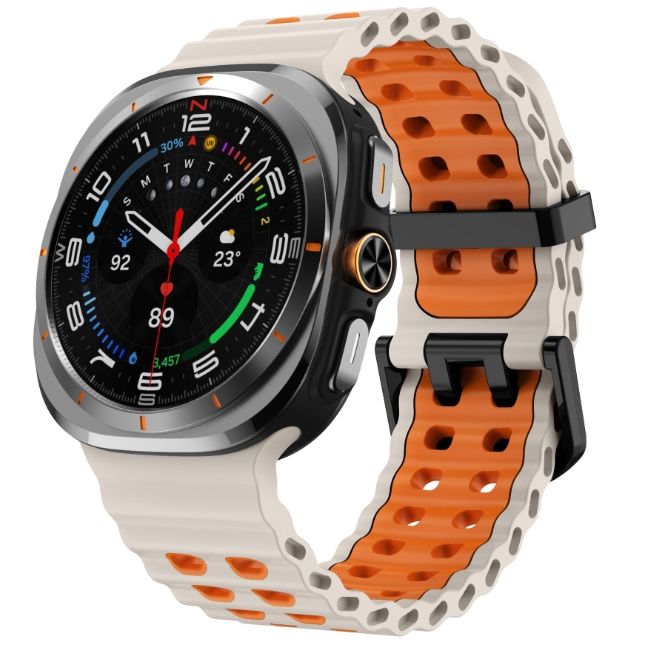 Двоколірний силіконовий ремінець для Samsung Watch Ultra 47 мм (бежевий)