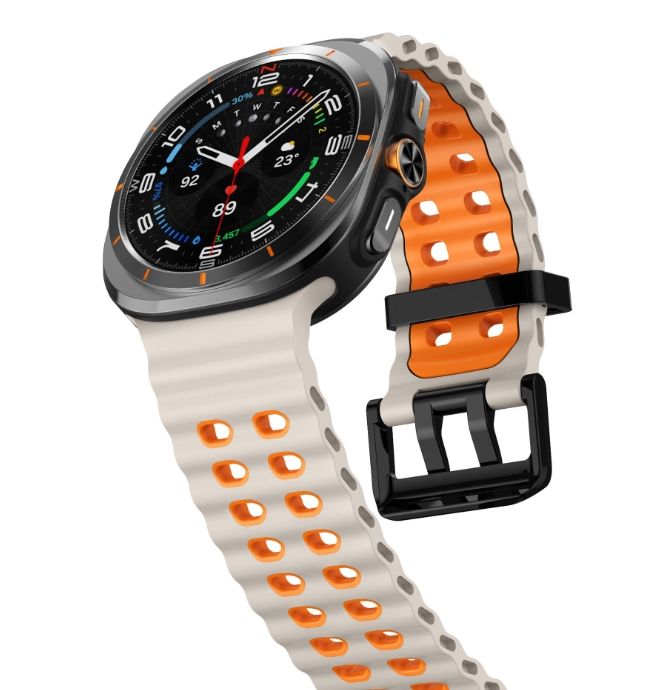 Двоколірний силіконовий ремінець для Samsung Watch Ultra 47 мм (бежевий)