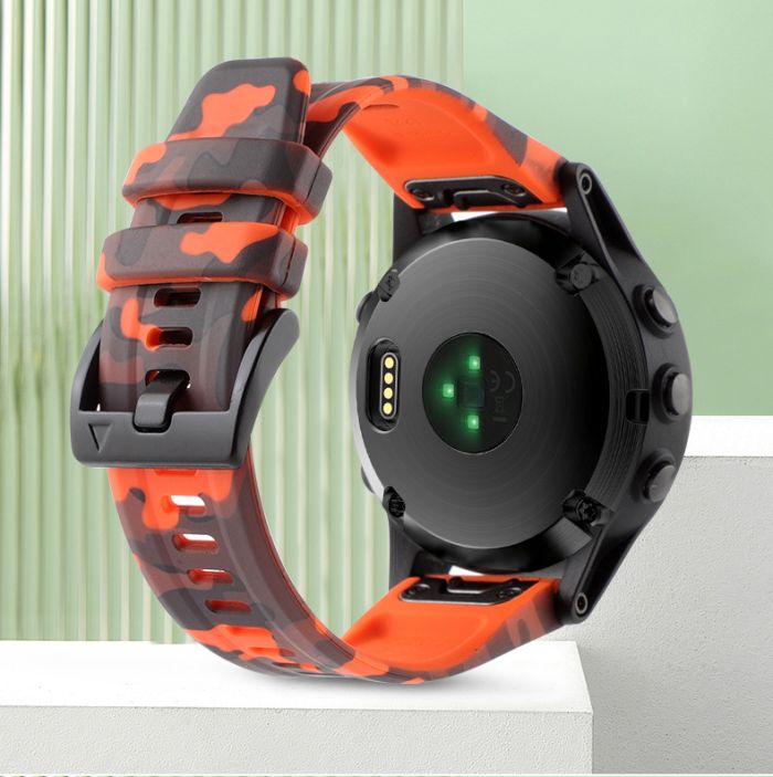 Силіконовий ремінець для Garmin Fenix 7X / 6X / 5X (22 мм) (Камуфляж помаранчевий)