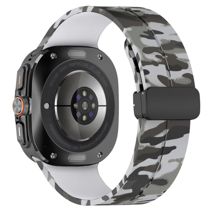 Камуфляжний силіконовий ремінець з магнітною пряжкою для Samsung Galaxy Watch7 Ultra 47 мм (світло-сірий)