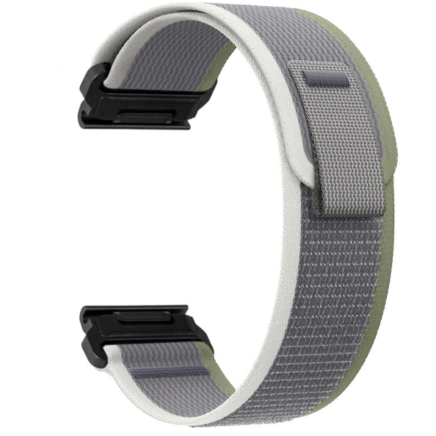 Спортивний нейлоновий ремінець Garmin QuickFit 26 мм для Fenix / Enduro / Tactix (текстиль, липучка) (зелений+сірий)