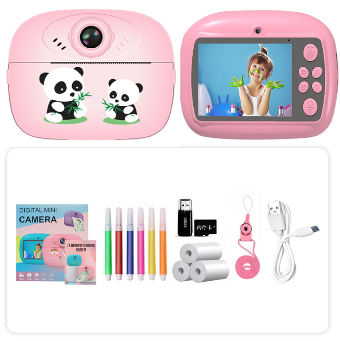 Дитяча миттєва камера з принтером PANDA  + 3 рулони для друку(DIY Instant Camera) (Pink)