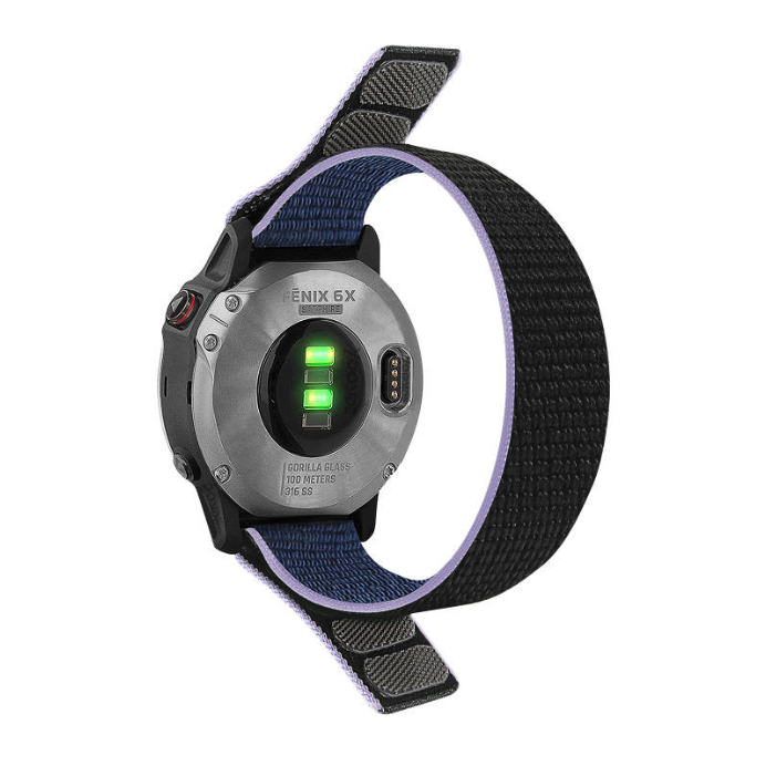 Нейлоновий ремінець на липучці для Garmin Fenix 7/7X/6X/5X/6/5 26ММ. (Синьо-чорний)