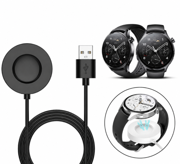 Магнітний бездротовий зарядний кабель USB для Xiaomi Watch S1 Pro, чорний