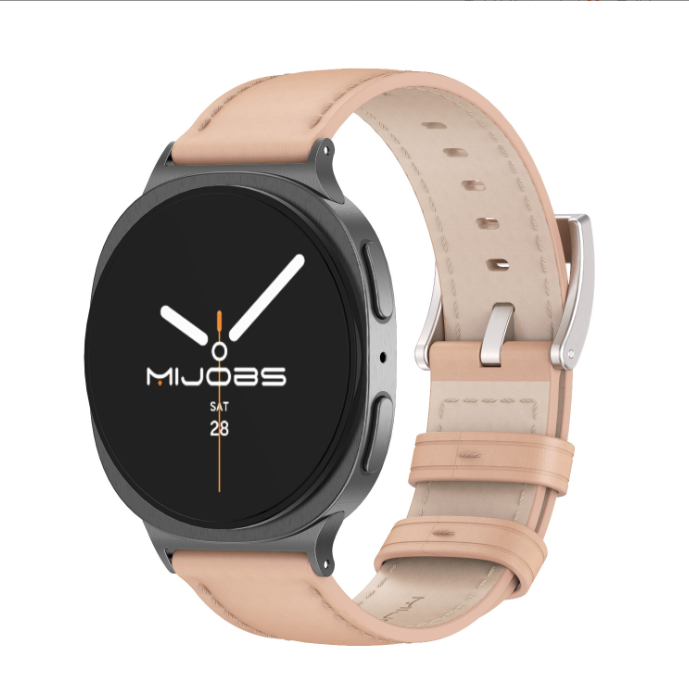 Шкіряний ремінець для Samsung Galaxy Watch 8 (40/44 мм) / Watch Ultra — натуральна шкіра, нержавіюча (бежевий+чорний)