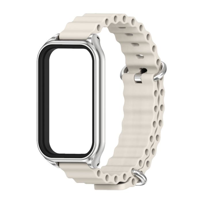 Силіконовий ремінець Ocean з алюмінієвою рамкою для Mi Band 9 Active / Redmi Band 3 (Білий)