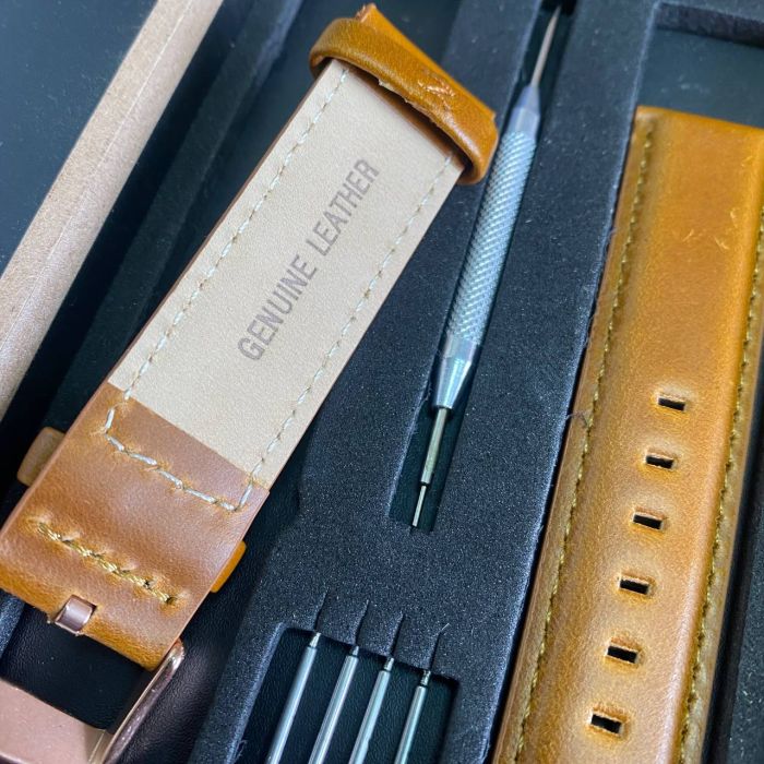 Шкіряний ремінець для годинника коричневий СLSK5 20мм., Срібло (Срібний)