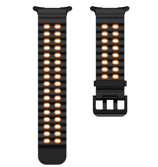 Двоколірний силіконовий ремінець для Samsung Watch Ultra 47 мм (чорний+помаранчевий)