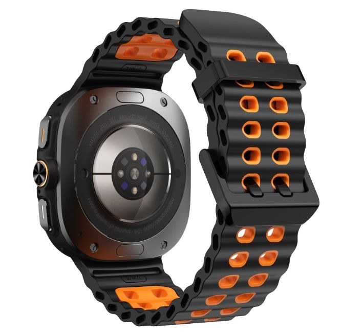 Двоколірний силіконовий ремінець для Samsung Watch Ultra 47 мм (чорний+помаранчевий)