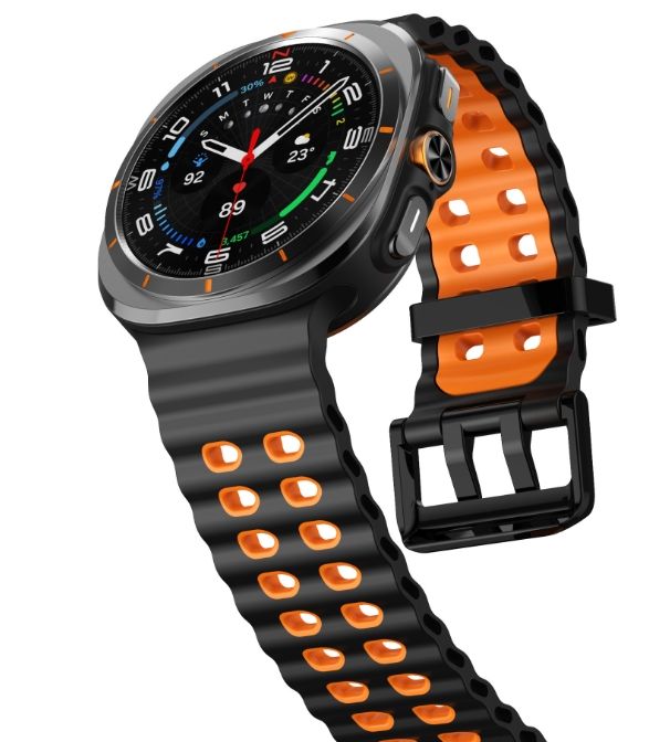 Двоколірний силіконовий ремінець для Samsung Watch Ultra 47 мм (чорний+помаранчевий)