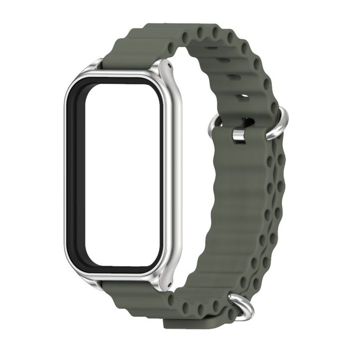 Силіконовий ремінець Ocean з алюмінієвою рамкою для Mi Band 9 Active / Redmi Band 3 (Сірий)