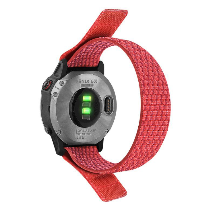 Нейлоновий ремінець на липучці для Garmin Fenix 7/7X/6X/5X/6/5 26ММ. (Червоний)
