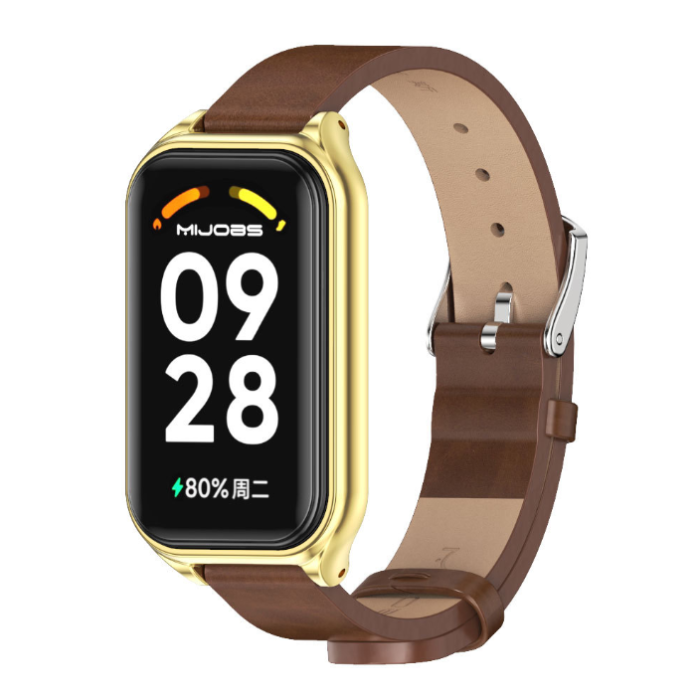 Ремінець шкіряний для Xiaomi Mi Smart Band 8 Active,  (Коричневий)