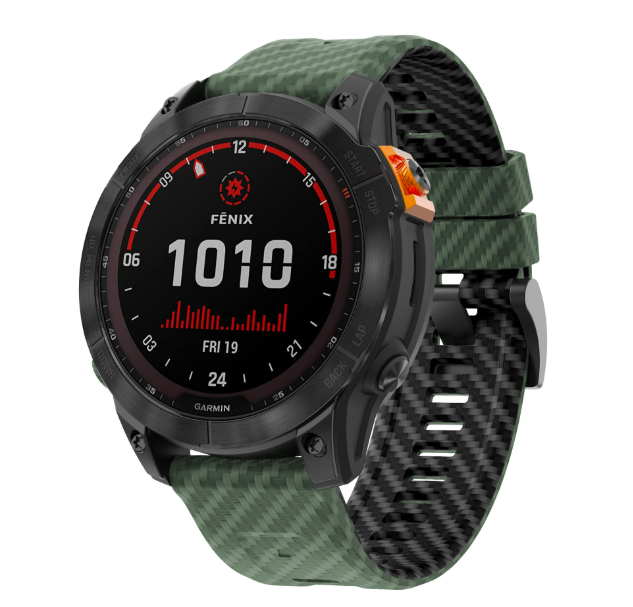 Силіконовий ремінець з карбоновим візерунком 26 мм для Garmin Fenix / Enduro / Tactix (Haki)