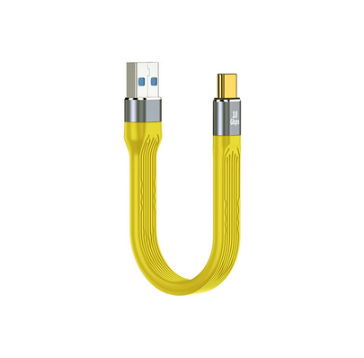 Кабель USB 3.1 to Type-C 10Gbps 100W — ультракороткий, жовтий / чорний, швидка зарядка та передача (Жовтий)