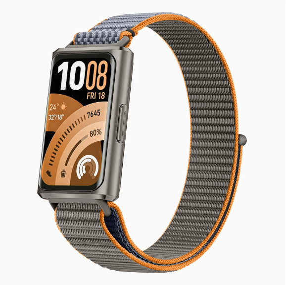 Петля-ремінець з нейлону для Huawei Band 11 / 11 Pro • М’який • Регульований • Липучка (сірий+помаранчевий)