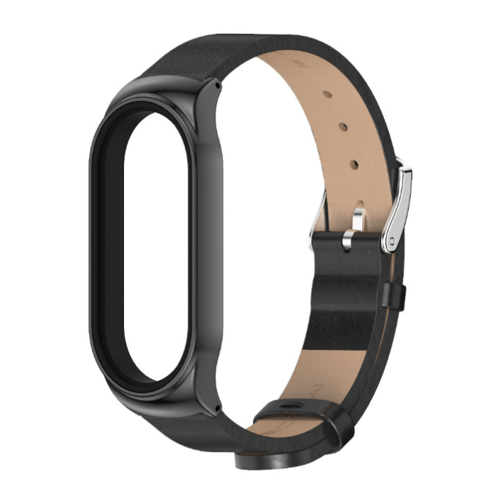 Ремінець шкіряний Mijobs для Xiaomi Mi Band 8 , Brown/Silver (Чорний)