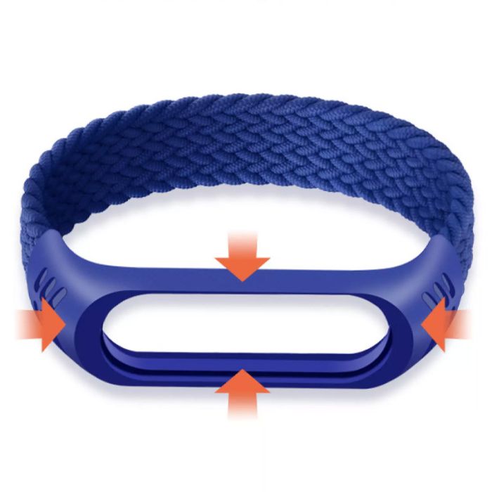 Тканинний монобраслет Braided Solo Loop для Xiaomi Mi Band 3 | 4 | 5 | 6 (Розмір M - 170 мм), Чорний (Синій)