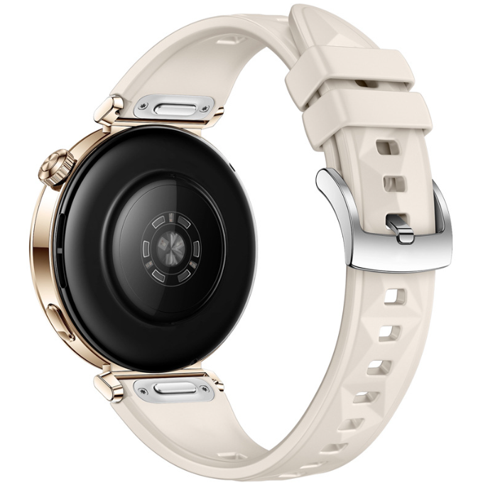 Силіконовий ремінець з крижаним візерунком для Huawei Watch GT5 (18 мм) із кнопковою системою кріпле (Бежевий)
