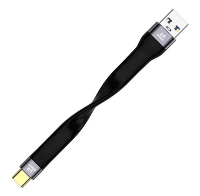 Кабель USB 3.1 to Type-C 10Gbps 100W — ультракороткий, жовтий / чорний, швидка зарядка та передача (Чорний)