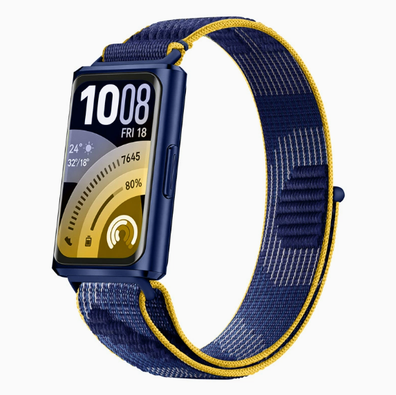 Петля-ремінець з нейлону для Huawei Band 11 / 11 Pro • М’який • Регульований • Липучка (блакитний+жовтий)