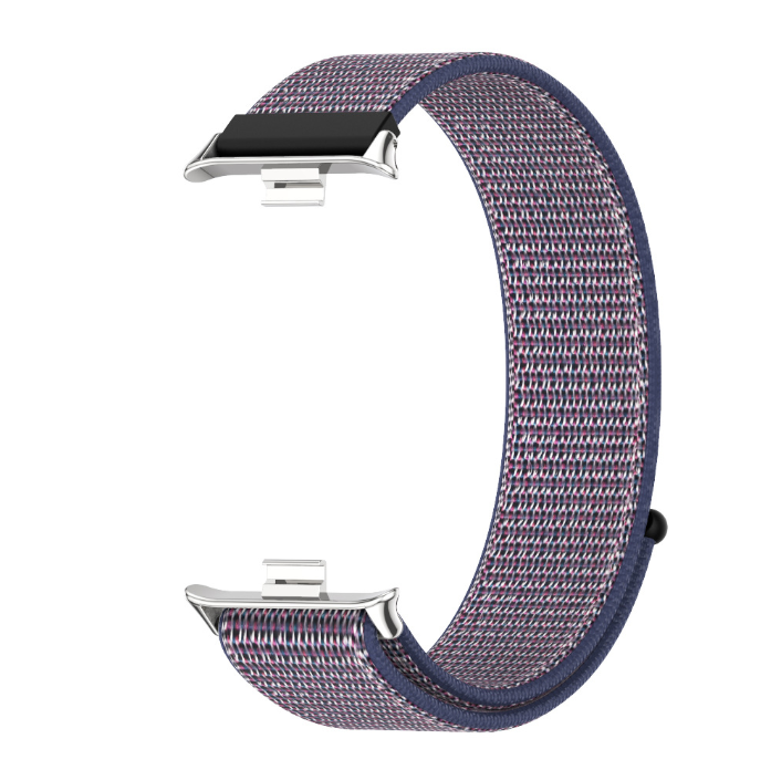 Нейлоновий ремінець з липучкою для Redmi Watch 4 / 5, Mi Band 8 Pro / 9 Pro (Синій+срібний)
