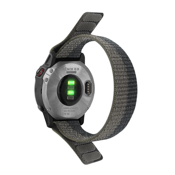 Нейлоновий ремінець на липучці для Garmin Fenix 7/7X/6X/5X/6/5 22ММ.  (Сірий)